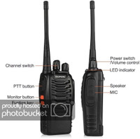 visionrabbit 10 Piece Baofeng BF-888S Rechargeable Long Range 5W Two Way Radio Walkie Talkies 16 Channel Handheld Radio Built in LED Torch Microphone With Earpiece Walkie Talkie(Black)