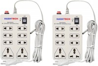 Hashtech 8 in 1 Extension Board;6 Amp 8 Universal Multi Plug Point Extension Cord (3 Meter) with LED Indicator and On/Off Switch (Pack of 2) 8  Socket Extension Boards(White, 3 m)