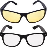 CRIBA Wayfarer, Retro Square Sunglasses(For Men & Women, Yellow, Clear)
