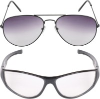 CRIBA Aviator, Retro Square Sunglasses(For Men & Women, Grey, Clear)