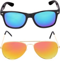 Aligatorr Wayfarer, Aviator Sunglasses(For Men & Women, Golden, Blue)