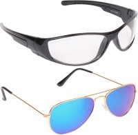 Aligatorr Aviator, Wrap-around Sunglasses(For Men, Clear, Multicolor)