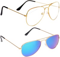 CRIBA Aviator Sunglasses(For Men & Women, Clear, Blue)