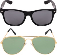 Aligatorr Wayfarer, Aviator Sunglasses(For Men & Women, Black, Green)