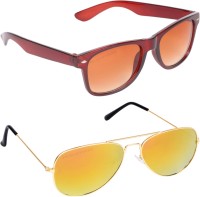 Aligatorr Aviator, Wayfarer Sunglasses(For Men, Brown, Yellow)
