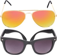 CRIBA Wayfarer, Aviator Sunglasses(For Men & Women, Golden, Black)