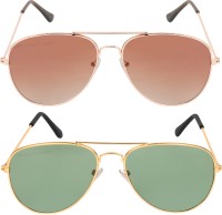 CRIBA Aviator Sunglasses(For Men & Women, Brown, Green)