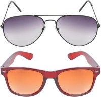 Aligatorr Wayfarer, Aviator Sunglasses(For Men & Women, Grey, Golden)