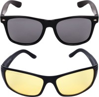 CRIBA Wayfarer, Retro Square Sunglasses(For Men & Women, Black, Yellow)