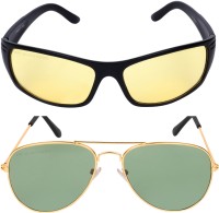 Aligatorr Retro Square, Aviator Sunglasses(For Men & Women, Yellow, Green)