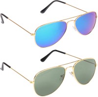 CRIBA Aviator Sunglasses(For Men & Women, Blue, Green)