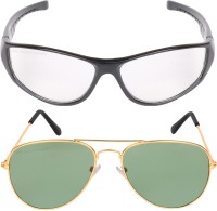 CRIBA Clubmaster, Aviator Sunglasses(For Men & Women, Clear, Green)