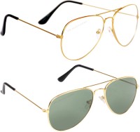 Aligatorr Aviator Sunglasses(For Men & Women, Clear, Green)