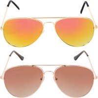 CRIBA Aviator Sunglasses(For Men & Women, Golden, Brown)