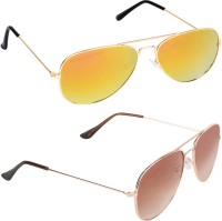 Aligatorr Aviator Sunglasses(For Men & Women, Golden, Brown)