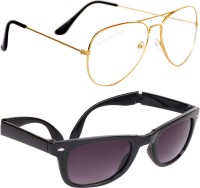 CRIBA Wayfarer, Aviator Sunglasses(For Men & Women, Clear, Black)