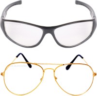 CRIBA Aviator, Retro Square Sunglasses(For Men & Women, Clear)