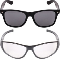 Aligatorr Wayfarer, Retro Square Sunglasses(For Men & Women, Black, Clear)