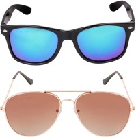 Aligatorr Wayfarer, Aviator Sunglasses(For Men & Women, Blue, Brown)