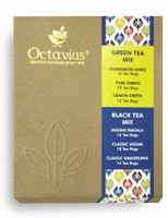 Octavius Economy Gift Pack of Green & Black Flavor Tea, Cinnamon Anise, Pure Green, Lemon Green, Indian Masala, Classic Assam, Classic Darjeeling Cinnamon, Plain, Lemon, 