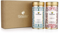 Octavius Gourmet Tea Collection Sweet Indulgence Range (Two Tin) Rose, Mint Green Tea Festive Gift Box(40 Bags)