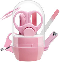 Lifekrafts 4-in-1 Baby Grooming Kit - 1 Nail Scissors, 1 Nail Clipper, 1 Nail File & 1 Tweezer - Grooming Manicure Pedicure Set for Newborns Infants Toddlers and Kids , Safe Precise , BPA Free Lite pink Colour(Lite Pink)