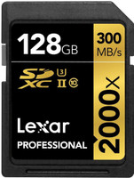 Lexar LSD128CRBNA2000R 2000X 128 GB SDHC Class 10 300 MB/s  Memory Card Compatible with Computer, Camera