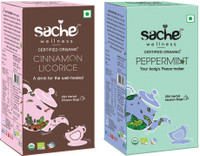 Sache Wellness Cinnamon Licorice Tea & Peppermint Herbal Tea Bags Box(50 Bags)