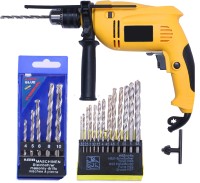 TOOLBUX 700W 13Mm Reversible Impact Drill Machine With Variable Speed Trigger 5Pc Masonry And 13Pc Hss Drill Set Pistol Grip Drill(13 mm Chuck Size)