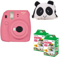 FUJIFILM Mini 9 Flamingo Pink with panda Case and 40 Shots Instant Camera(Pink)