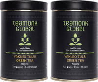 Teamonk Global Teamonk Nilgiri Tulsi Green Tea for Weight Loss, 100g (50 Cups)-Pack of 2 | 100% Natural Loose Leaf Tea with Natural Tulsi (Holy Basil) | Yakuso Green Tea 