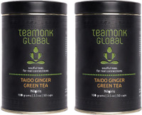 Teamonk Global Nilgiri Ginger Green Tea for Weight Loss, 100g (50 Cups)-Pack of 2 | 100% Natural Loose Leaf Tea with Natural Ginger | Taido Green Tea for Easy Digest | Wh