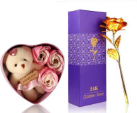 WHITE HAT Showpiece, Artificial Flower, Soft Toy Gift Set