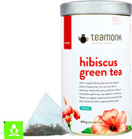 Teamonk Global Nilgiris Hibiscus Green Tea, 50 Pyramid Teabags | Fruit Tea for Relaxation Hibiscus Green Tea Bags Tin(50 Bags)
