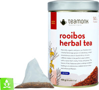 Teamonk Global Rooibos Herbal Tea, 50 Teabags | Helps in Detoxification | Sourced from South Africa Unflavoured Herbal Tea Bags Tin(50 Bags)