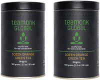 Teamonk Global Orange Detox Green Tea 200 Grams (Pack of 2, 100g Each) | Natural Loose Leaf Green Tea Orange Zest with No Additives (Sozen) Orange Green Tea Tin(200 g)