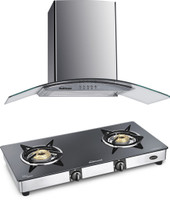 SUNFLAME CHIMNEY BELLA 60 CM WITH 2 BURNER DIAMOND GAS STOVE Wall Mounted Chimney(BLACK 1100 CMH)