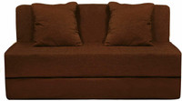 Aart Store Sofa Cum Bed 5x6 Feet Three Seater with Washable Cover and Two Pillows Brown Color Single Sofa Bed(Finish Color - Brown Mechanism Type - Fold Out)