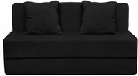 Aart Store 6X6 Sofa Cums Bed Three Seater With Two Cushion Black Color Single Sofa Bed(Finish Color - Black Mechanism Type - Fold Out)