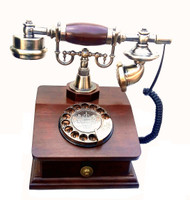 Mohangifts Antique Style Vintage Dialpad model Operational wooden designer landline phone Corded Landline Phone(Brown)
