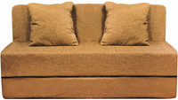 Aart Store 4X6 Sofa Cums Bed Two Seater With Two Cushion Golden Color Single Sofa Bed(Finish Color - Golden Mechanism Type - Fold Out)