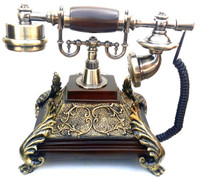 Gooddeals Retro Antique Style Vintage Dialpad model Operational wooden Maharaja designer Corded Landline Phone(Maroon)