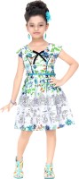 Trendyy Girls Midi/Knee Length Party Dress(Multicolor, Cap Sleeve)