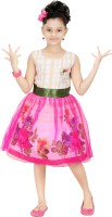 Trendyy Girls Midi/Knee Length Party Dress(Pink, Sleeveless)