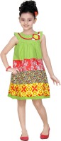 Trendyy Girls Midi/Knee Length Casual Dress(Green, Sleeveless)