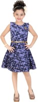 Trendyy Girls Midi/Knee Length Party Dress(Blue, Sleeveless)