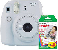 FUJIFILM Instax Mini 9 Smokey White with 20 Shots film Instant Camera(White)