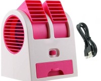 View BUY SURETY New Arrival USB Mini Fan Water Air Cooler Portable Dual Bladeless USB coller Small Air Conditioner for laptop Car room Home Office Personal Air Cooler(Pink, 0.1 Litres) Price Online(BUY SURETY)