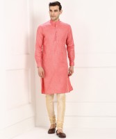 Modi Kurta by JadeBlue Men Textured Straight Kurta(Pink)