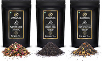 zamzug Kashmiri Kahwah Premium Green Tea, Almond, Cardamom, Clove, Cinnamon, Ginger, Rose Petal Saffron & Assam Supreme Black Tea & Earl Grey Tea (Pack of 3 / 50 gram eac